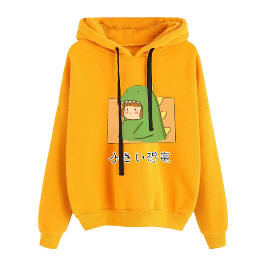 Damen nan kurz geschnittener Cropped-Kapuzenpullover mit niedlicher Frosch-Illustration und verstellbarer Kapuze Nord Taschen