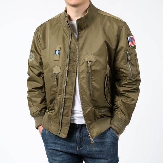 Herren Nylon-Bomberjacke Pilotenstil mit Mehrfachtaschen, Ärmel-Utilitytasche und gerippten Bündchen Nord Taschen