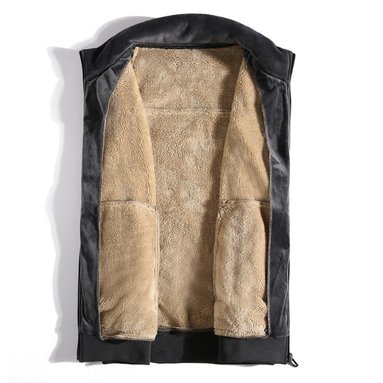 Herren Ärmellose Thermo-Fleeceweste mit Sherpa-Innenfutter und Stehkragen Nord Taschen