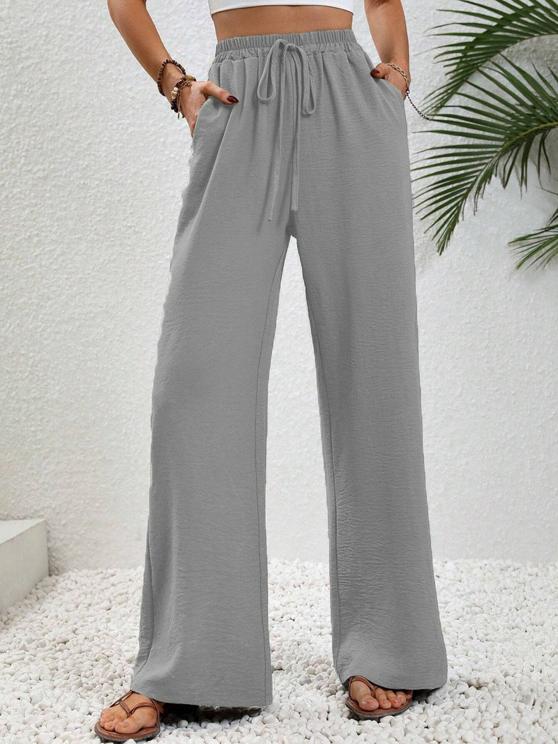 Damen Weite Palazzohose mit hohem Elastikbund, Kordelzug und Eingrifftaschen Nord Taschen