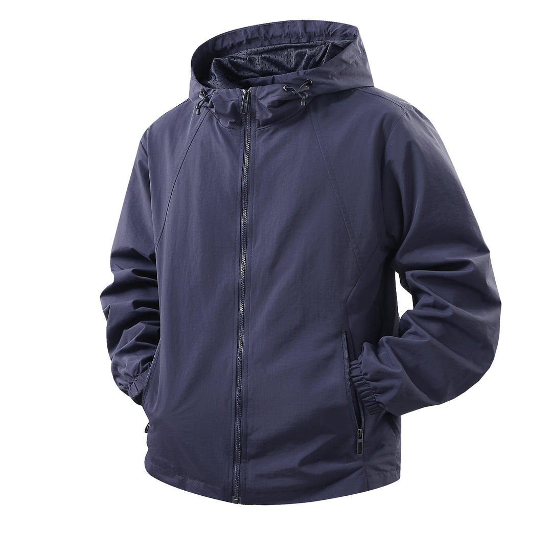 Herren Leichte atmungsaktive Kapuzen-Windjacke mit Mesh-Innenfutter und Reißverschlusstaschen Nord Taschen