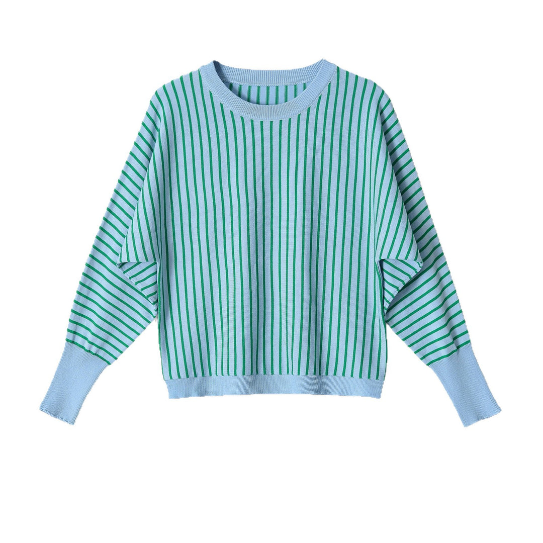 Damen Gestreifter Feinstrickpullover mit kastiger Cropped-Passform Nord Taschen