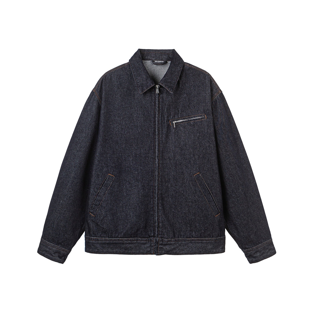 Herren Oversize Denim-Blouson mit durchgehendem Reißverschluss Nord Taschen