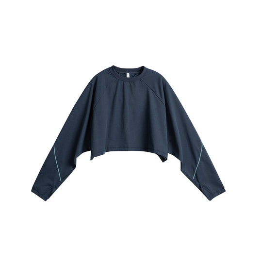 Damen Kurz geschnittenes Oversize Cropped-Sweatshirt mit Fledermausärmeln Nord Taschen