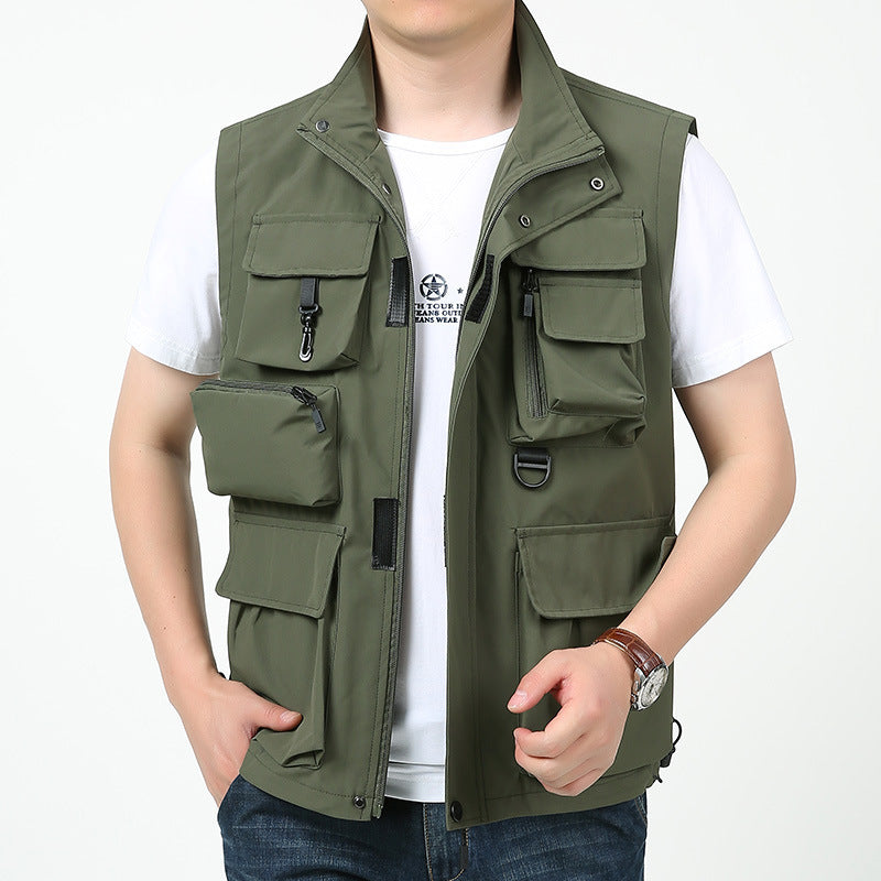 Herren Multitaschen-Outdoorweste mit D-Ring, Reißverschlusstaschen und abnehmbarem Taschenmodul Nord Taschen