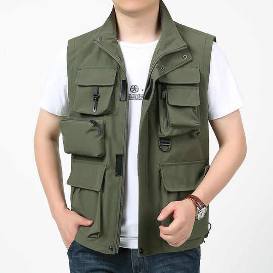 Herren Multitaschen-Outdoorweste mit D-Ring, Reißverschlusstaschen und abnehmbarem Taschenmodul Nord Taschen