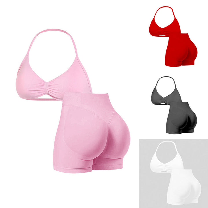 Damen Sport-Bikini-Oberteil mit hoch geschnittenen Shorts und nahtlosem Design