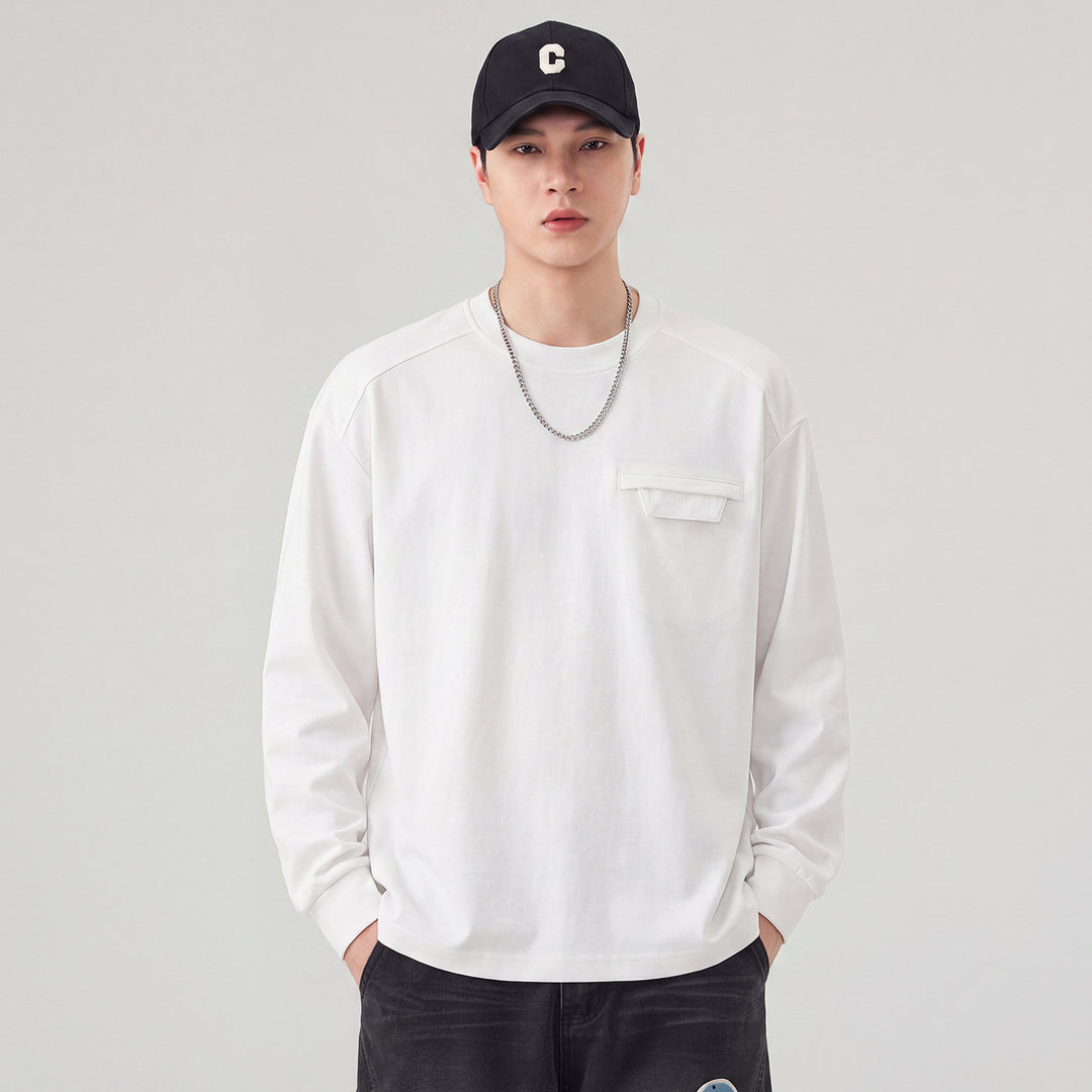 Herren Oversize Sweatshirt mit Brustklappe und Raglanärmeln Nord Taschen