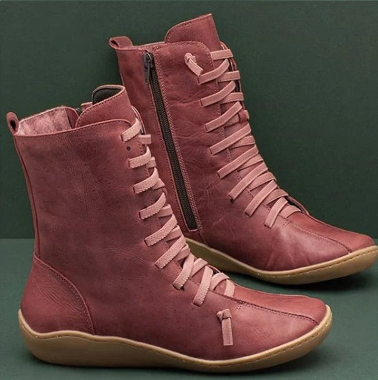 Damen nan knöchelhohe Schnür-Boots mit seitlichem Reißverschluss und stoßdämpfender Gummisohle Nord Taschen