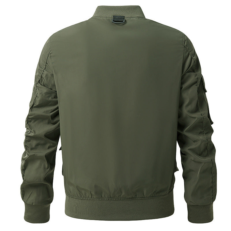 Herren  leichte Multitaschen-Bomberjacke im Pilotstil mit taktischen Schnallen, wasserabweisendem Nylon und elastischem Bund Nord Taschen
