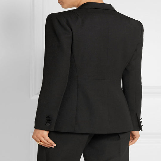 Damen Taillierter Ein-Knopf‑Blazer mit Satinbesatz und konturierter Nahtführung Nord Taschen