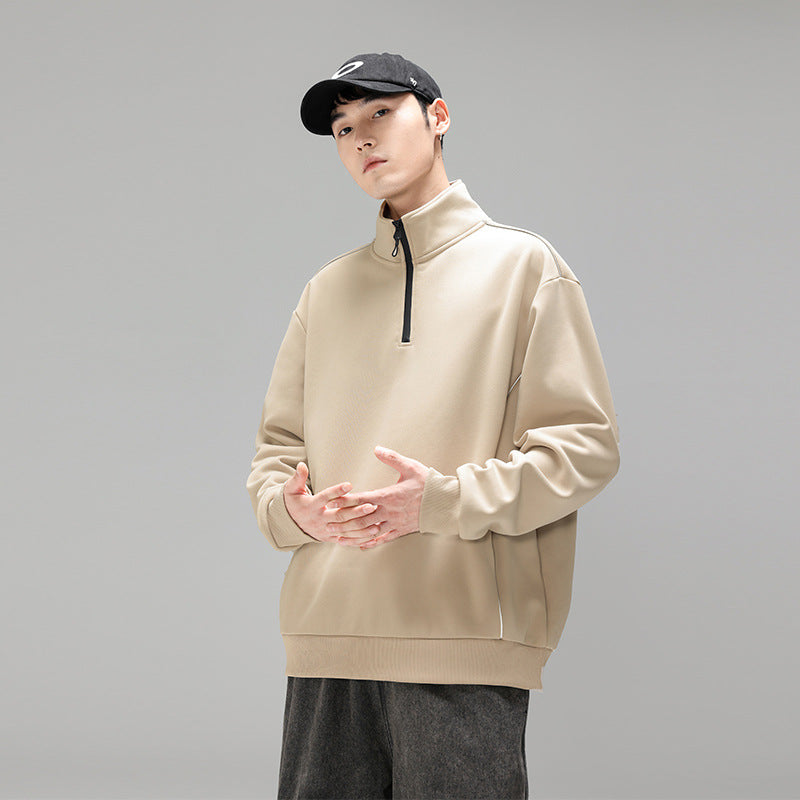 Herren Halfzip-Sweatshirt mit Stehkragen, reflektierenden Kedernähten und geripptem Saum Nord Taschen