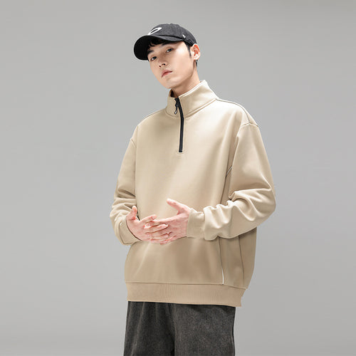 Herren Halfzip-Sweatshirt mit Stehkragen, reflektierenden Kedernähten und geripptem Saum Nord Taschen