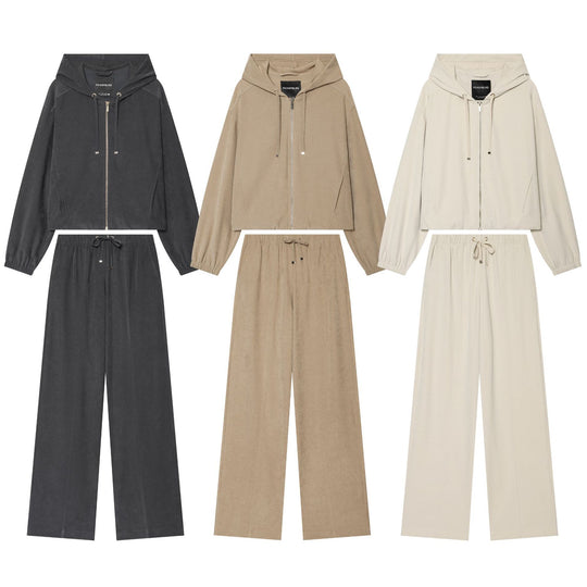 Damen Weite Cordhose mit hohem Elastikbund Tunnelzug und geradem Bein Nord Taschen