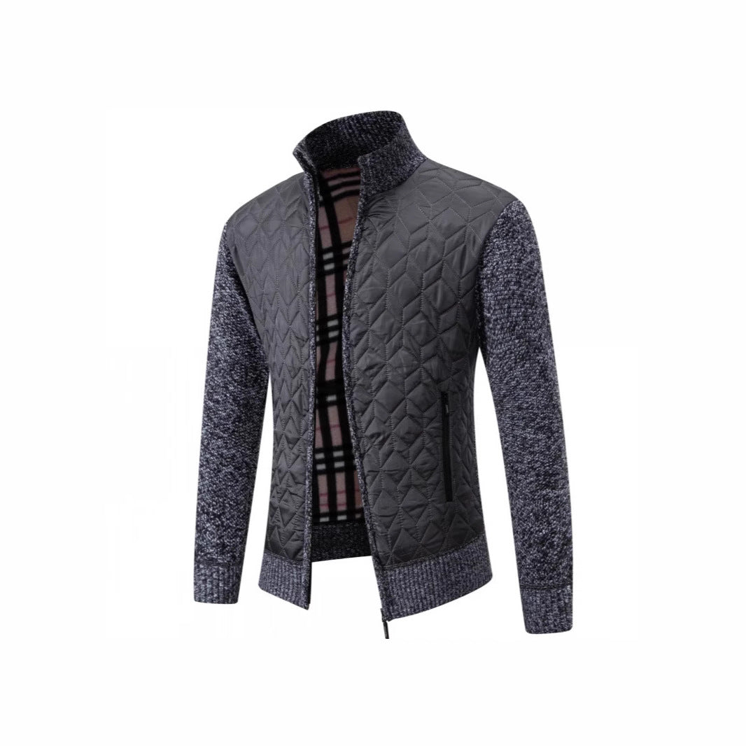 Herren Steppjacke mit hohem Kragen und eleganter Strickästhetik Nord Taschen