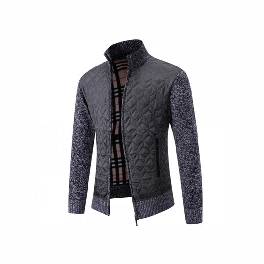 Herren Steppjacke mit hohem Kragen und eleganter Strickästhetik Nord Taschen