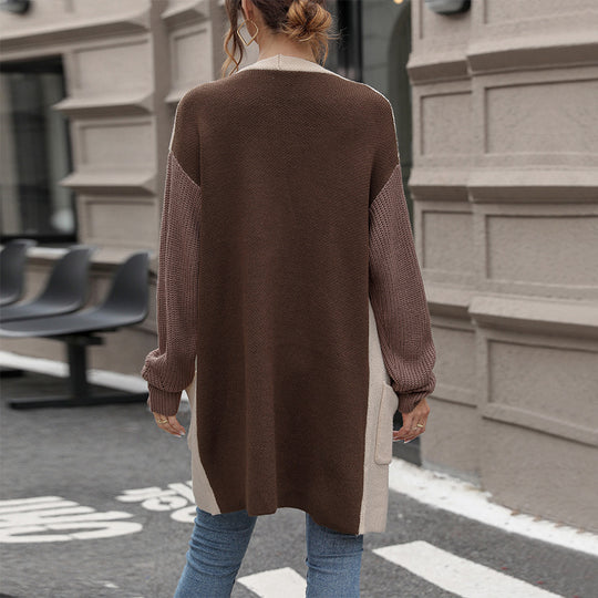 Damen Stilvolle Strickjacke mit offenen Front Nord Taschen