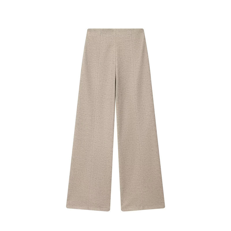Damen 30+ Hochtaillierte weite Palazzo‑Hose aus Wollmix mit Bügelfalte Nord Taschen