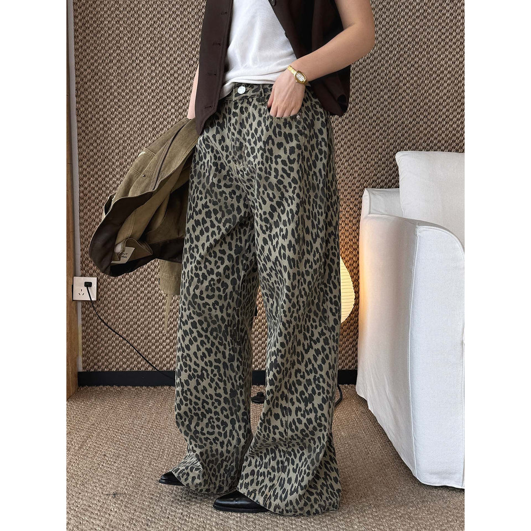 Damen Weite High‑Waist Palazzohose im Leoprint mit Relaxed‑Fit und hohem Bund Nord Taschen
