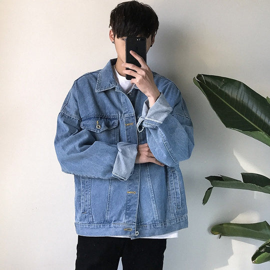 Herren Entspanntes Oversized Denim-Jacke Nord Taschen
