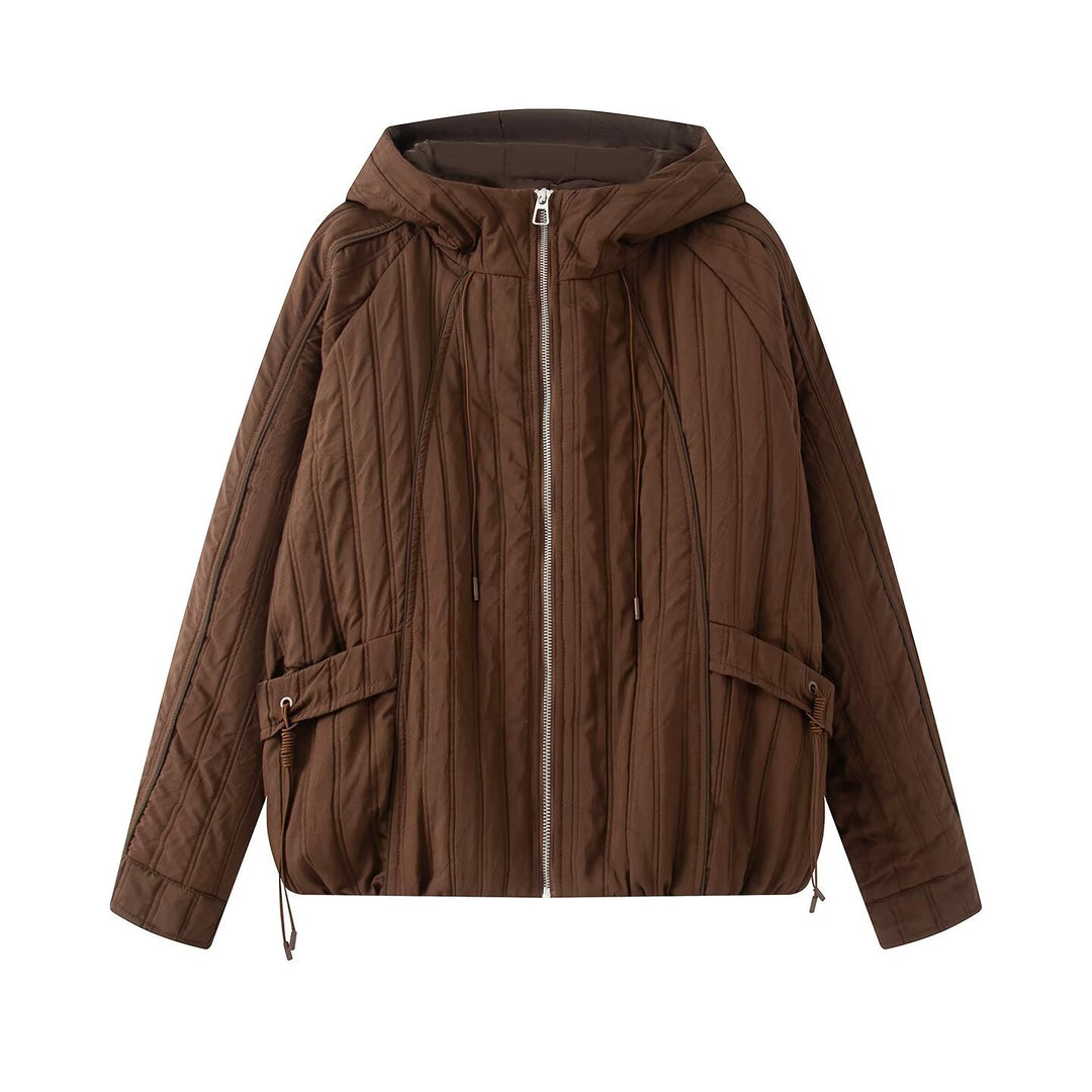 Damen Steppjacke mit Kapuze, Tunnelzug und weitem Schnitt Nord Taschen