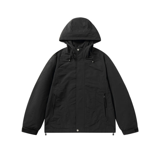 Unisex Leichte winddichte Kapuzenjacke im Boxy‑Cut mit Kordelzug und verdeckter Front Nord Taschen