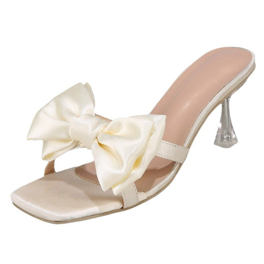 Damen elegante Sling-Sandalen mit glänzenden Schleifen und transparentem Absatz Nord Taschen
