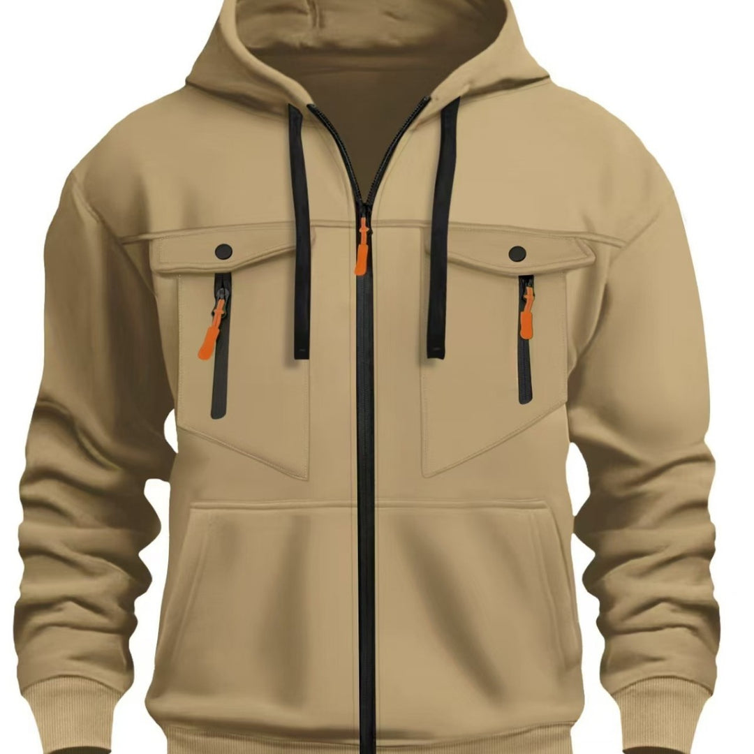 Herren Kapuzen-Sweatjacke mit durchgehendem Reißverschluss, zwei zip-Brusttaschen und ergonomischen Bündchen Nord Taschen
