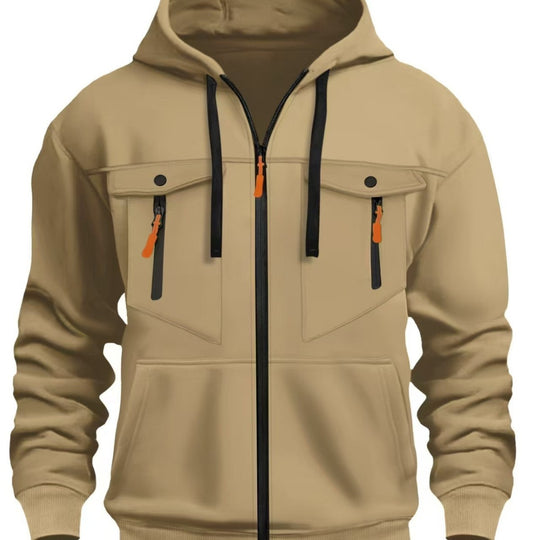 Herren Kapuzen-Sweatjacke mit durchgehendem Reißverschluss, zwei zip-Brusttaschen und ergonomischen Bündchen Nord Taschen