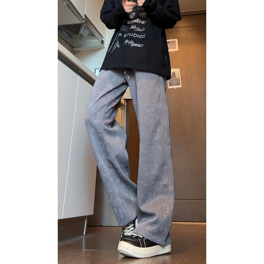 Herren Oversized Cordhose mit Distressed‑Details, weitem Bein und Tunnelzug Nord Taschen