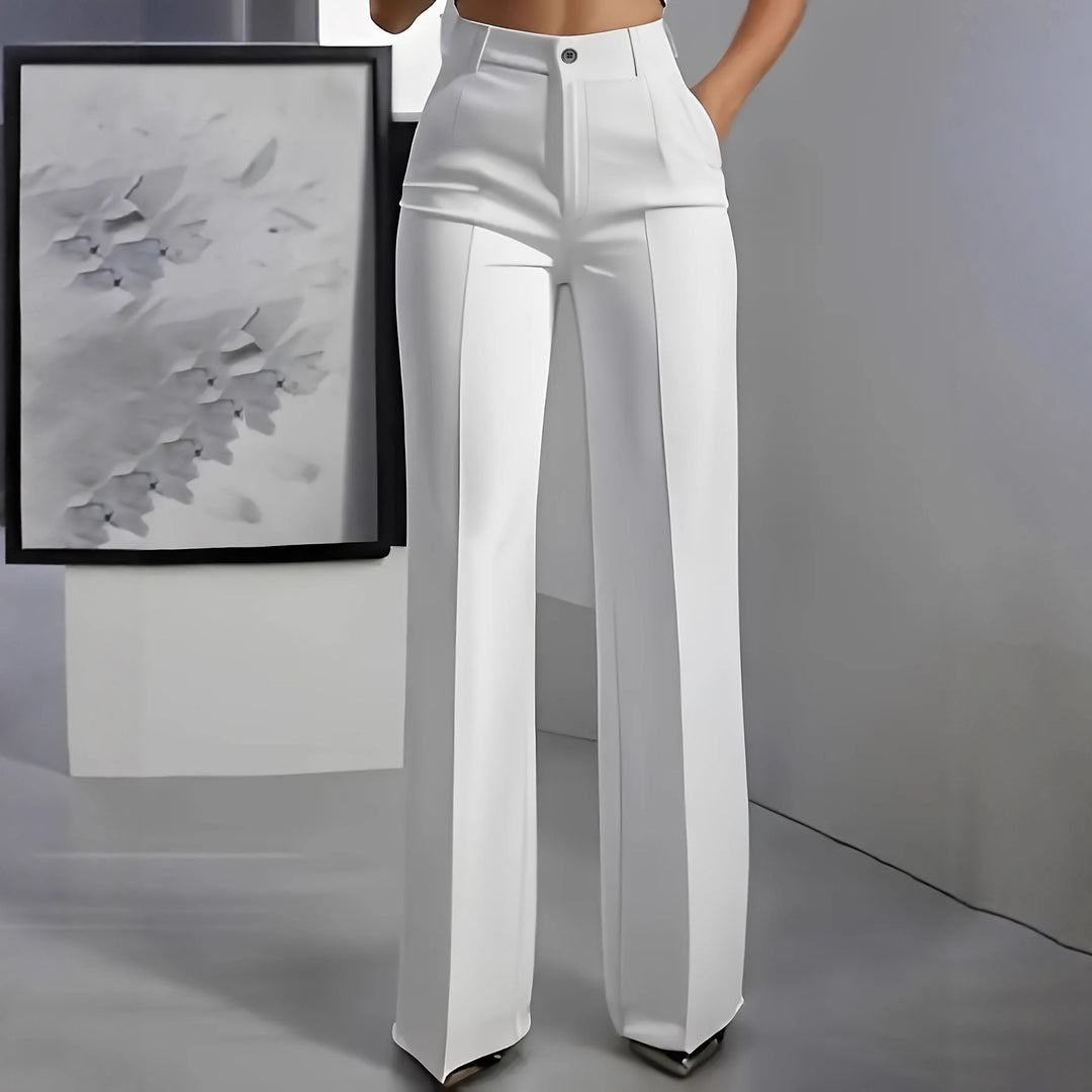 Damen Hochtaillierte Palazzo-Hose mit Bügelfalte und Eingrifftaschen Nord Taschen
