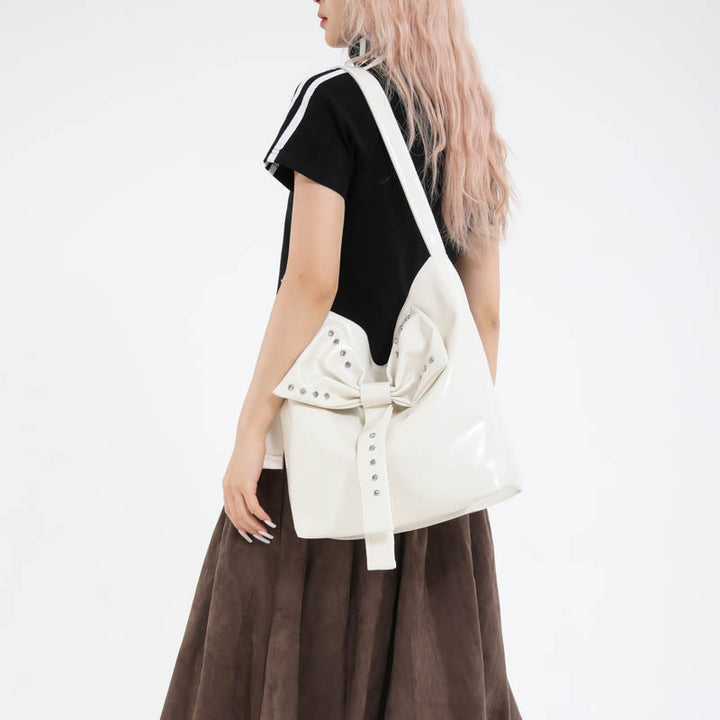 Damen stilvolle Hobo-Tasche mit dekorativem Schleifen-Detail Nord Taschen