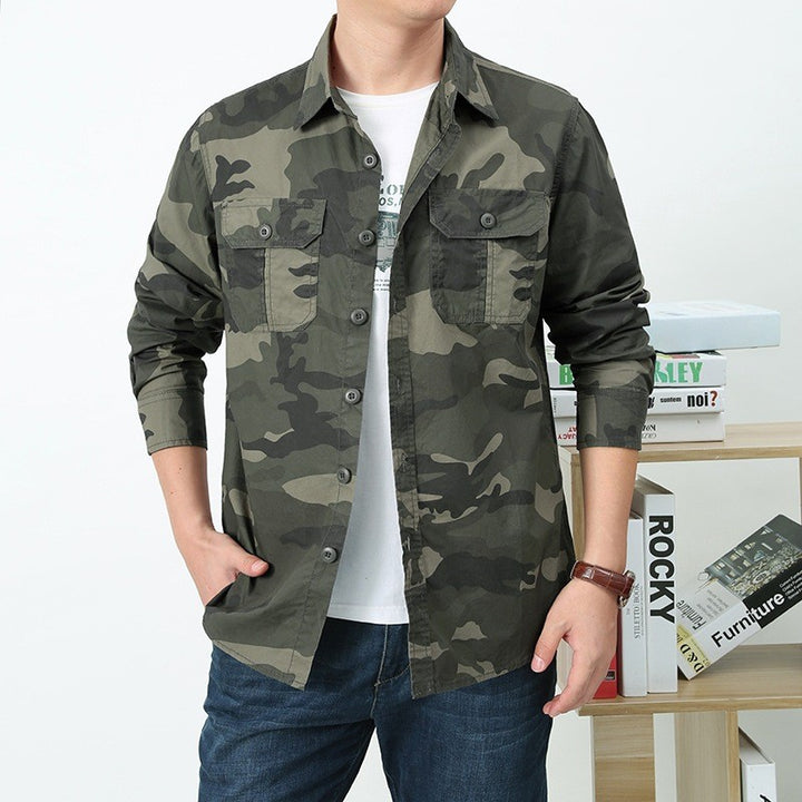 Herren  leichtes Camouflage-Utility-Hemdjacke mit doppelten Brustklappen, knöpfbarer Front und regular Fit Nord Taschen