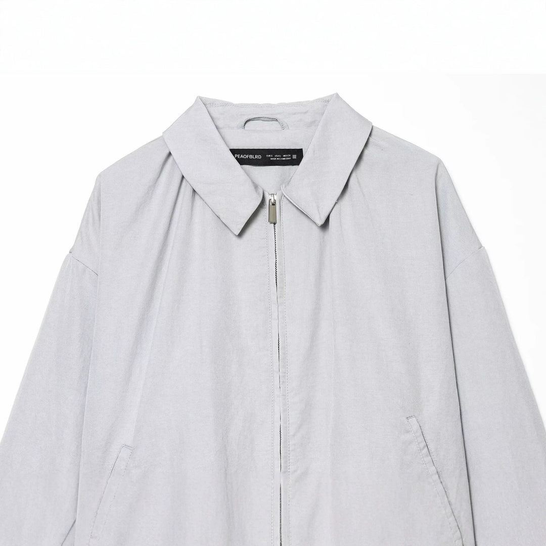 Damen Oversize-Bomberjacke mit Hemdkragen Reißverschluss und elastischem Saum Nord Taschen