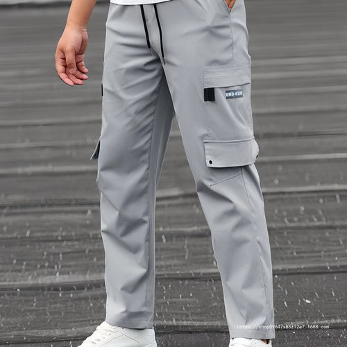 Herren Lässige technische Cargohose mit Multifachtaschen, Tunnelzugbund und geradem Bein Nord Taschen
