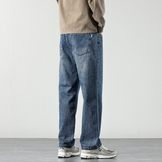 Herren Weite Straight‑Leg Denim-Jeans mit Vintage-Wash und lockerer Passform Nord Taschen