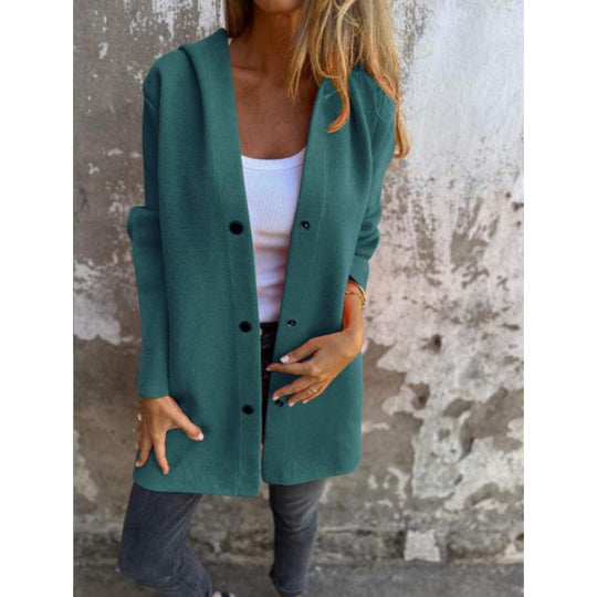 Damen Midilanger Oversize-Mantel aus Wollmix mit klarer Knopfleiste und minimalistischem Revers Nord Taschen