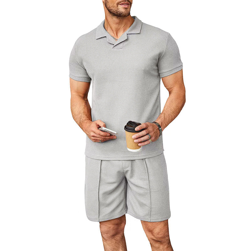 Herren Polo-Shirt und Shorts-Set aus atmungsaktivem Material mit feiner Struktur Nord Taschen