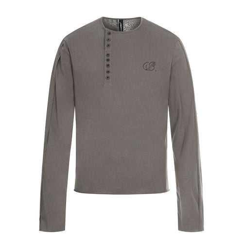 Herren Langarm-Henleyshirt mit asymmetrischer Knopfleiste und leichtem Relaxed Fit Nord Taschen