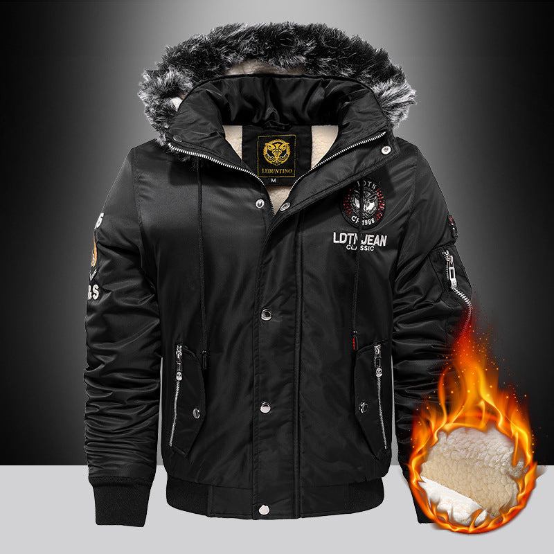 Herren  gefütterte Winterparka mit Teddyfutter, Kunstfellkapuze und multiplen Reißverschlusstaschen Nord Taschen