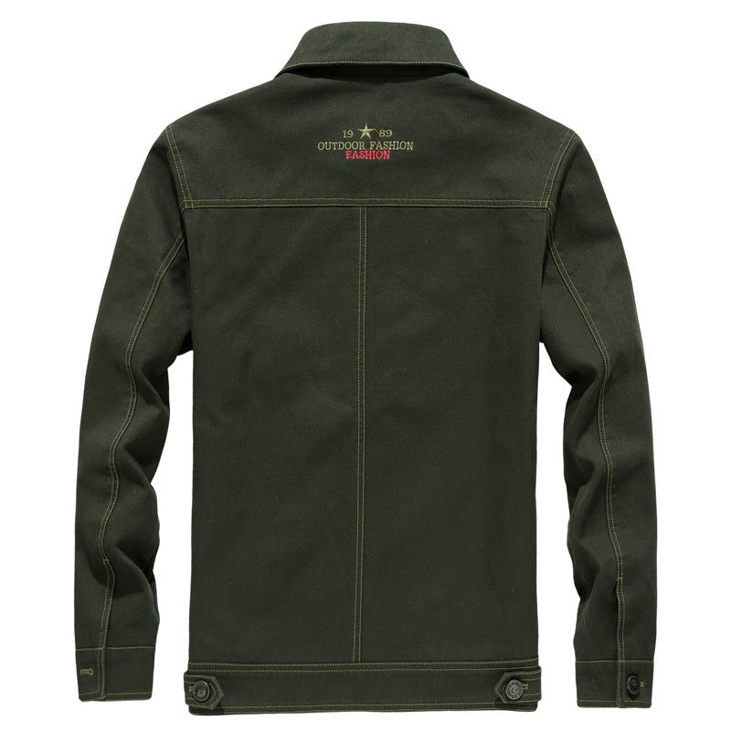 Herren Robuste Canvas-Fieldjacke im Military-Worker-Stil mit Brustpattentaschen und Zier-Patches Nord Taschen