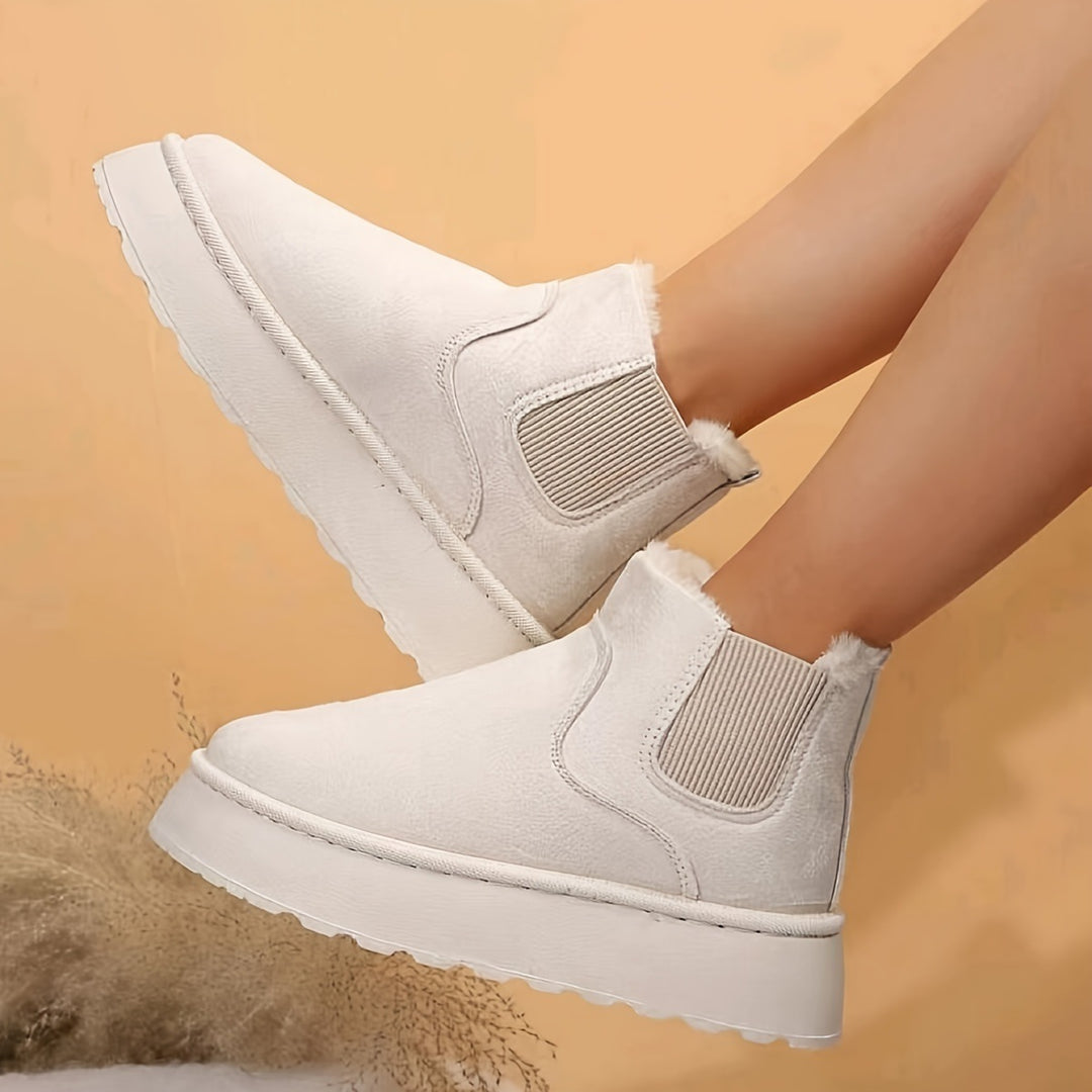 Damen  gefütterte Chelsea-Boots im Velours‑Look mit hohem Plateau‑Sohlenprofil und weichem Innenfutter Nord Taschen