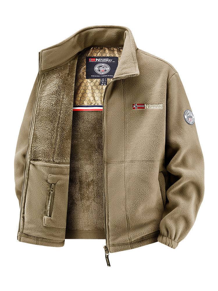 Damen Thermo-Fleecejacke mit wärmendem Teddyfutter, Stehkragen und Reißverschlusstaschen Nord Taschen