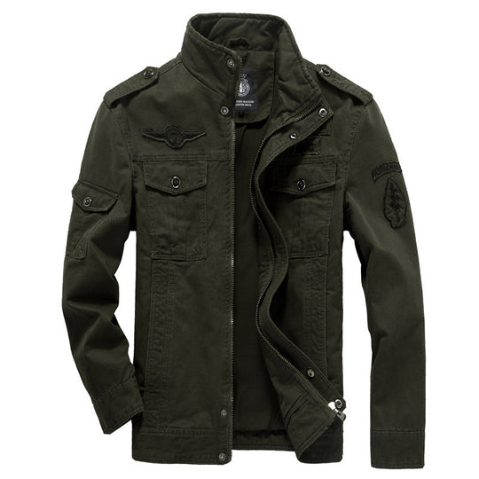 Herren Robust-Canvas-Feldblouson mit Stehkragen, Schulterpatten und Multifunktions-Taschen Nord Taschen