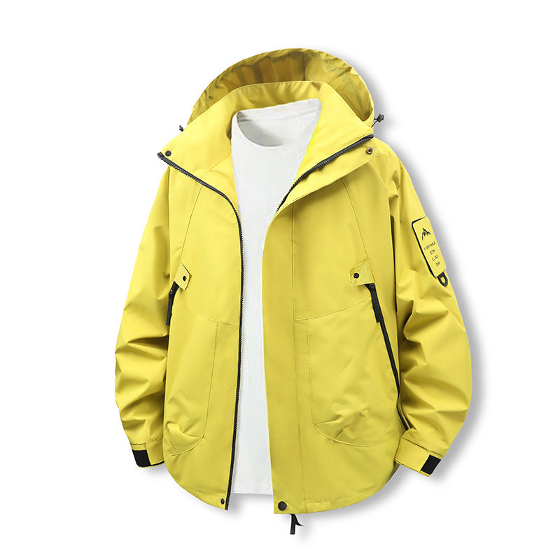 Herren Leichte wasserdichte Outdoorjacke mit Kapuze, Mehrfach-Taschen und verstellbarem Saum Nord Taschen
