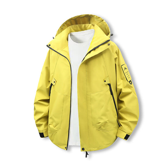 Herren Leichte wasserdichte Outdoorjacke mit Kapuze, Mehrfach-Taschen und verstellbarem Saum Nord Taschen