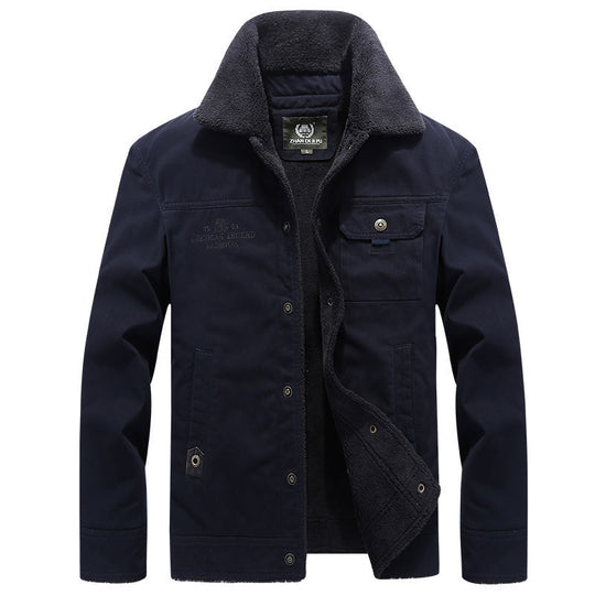 Herren Vintage-inspirierte Canvas-Workerjacke mit Vollfutter-Teddy, Brustpatten und Multifunktions-Taschen Nord Taschen