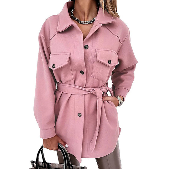 Damen Oversize-Hemdenjacke mit aufgesetzten Klappentaschen Nord Taschen