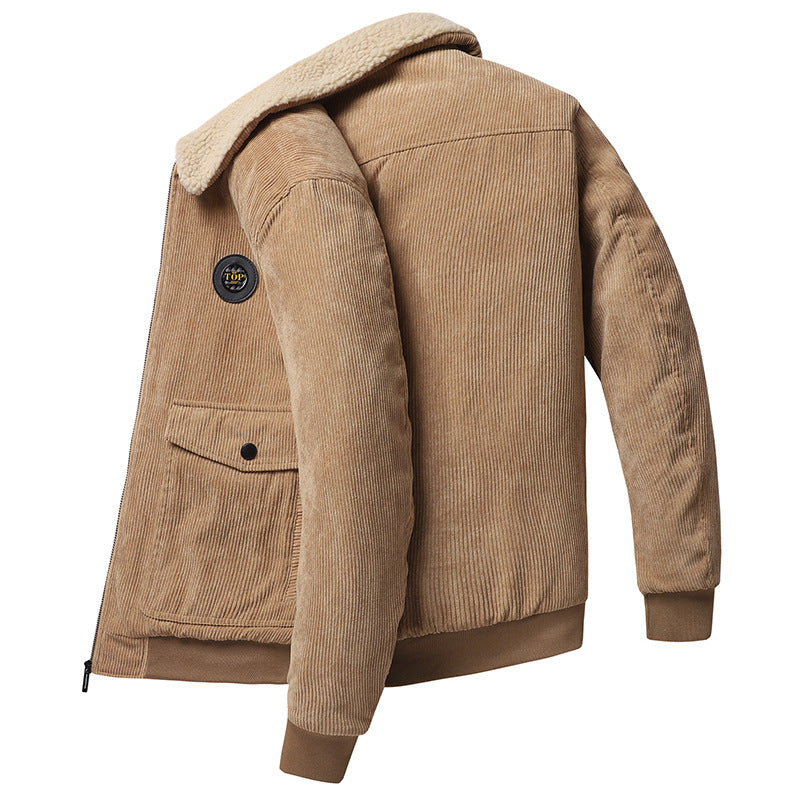 Herren Kord-Bomberjacke mit Teddykragen, Rippbündchen und Multifunktions-Taschen Nord Taschen