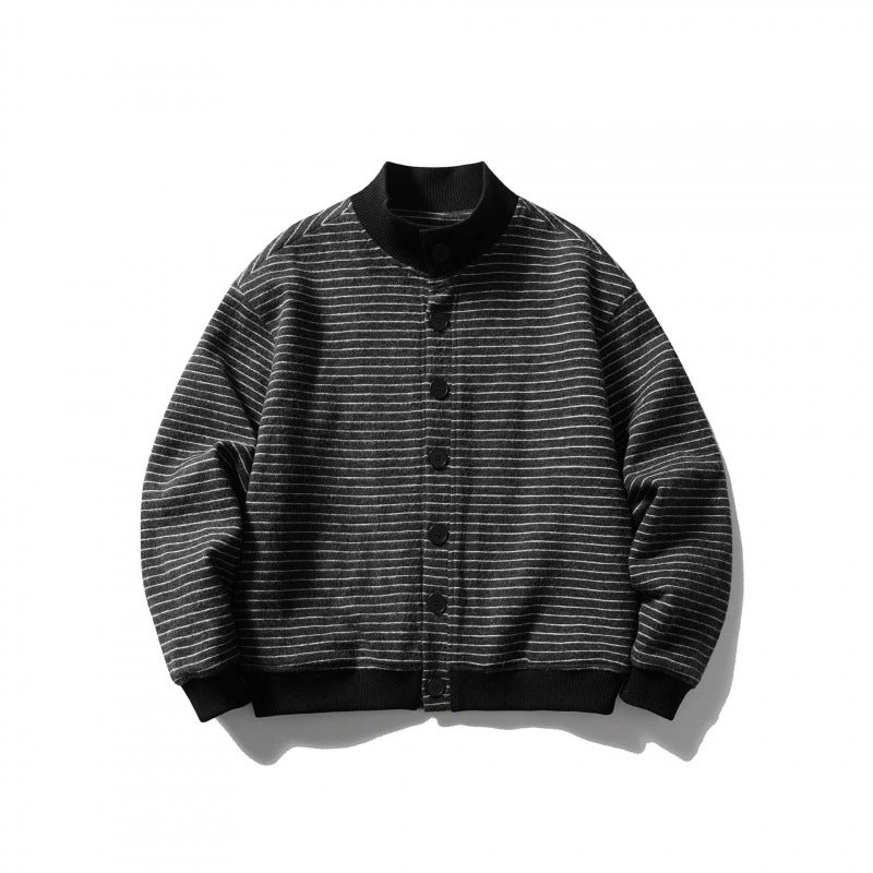 Unisex Kastenförmige Strickjacke im Blousonstil mit Stehkragen und Knopfleiste Nord Taschen